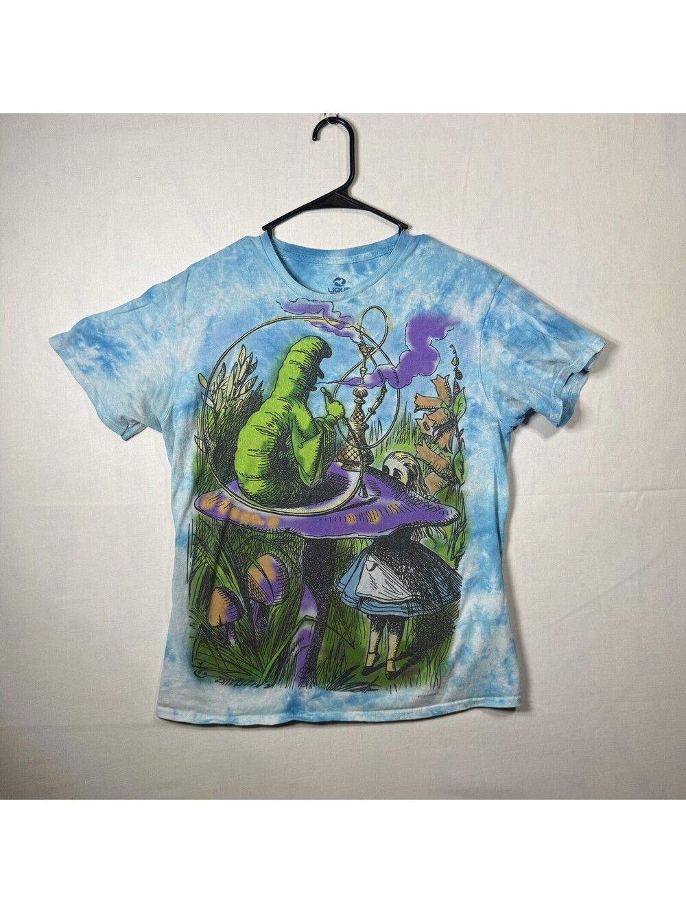 Liquid Blue Alice In Wonderland Caterpillar Tie Dye Shirt Medium Blue Mushroom